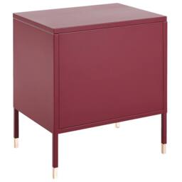 Wyld and Coco Dark Red Steel Bedside Table with Mesh Door - thumbnail 5
