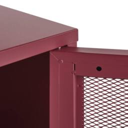 Wyld and Coco Dark Red Steel Bedside Table with Mesh Door - thumbnail 7