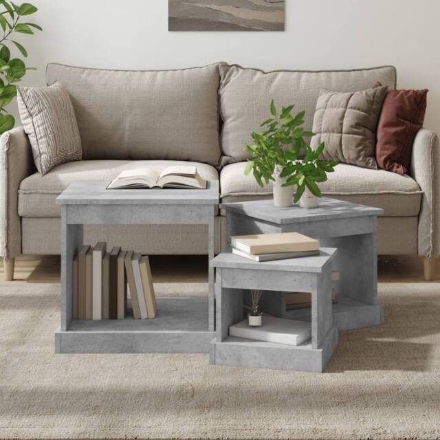 Berkfield Home Nesting Tables 3 pcs Concrete Grey Engineered Wood - image 1