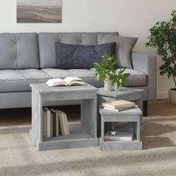 Berkfield Home Nesting Tables 3 pcs Concrete Grey Engineered Wood - thumbnail 3