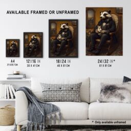 "Artery8 Victorian Badger with Kitten on Rocking Chair Wall Art Print in Brown - Size: W12"" x H16""" - thumbnail 3