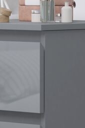 FWStyle Grey Gloss Vanity Makeup Dressing Table Desk With 3 Deep Drawers - thumbnail 2
