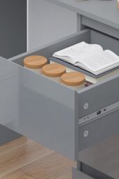 FWStyle Grey Gloss Vanity Makeup Dressing Table Desk With 3 Deep Drawers - thumbnail 3