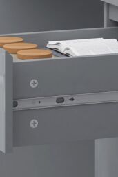 FWStyle Grey Gloss Vanity Makeup Dressing Table Desk With 3 Deep Drawers - thumbnail 4