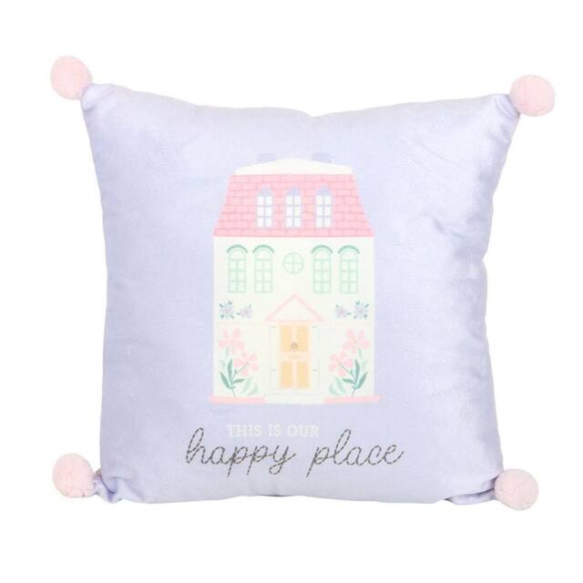 Something Different This Is Our Happy Place Square Filled Cushion in Pale Lilac - image 1