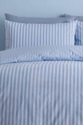 Catherine Lansfield 'Epping Textured Stripe' Reversible Duvet Cover Set in Blue - Size: Double - thumbnail 3