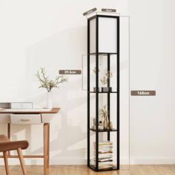 Kelvenix Floor Lamp Free Standing Wood 3-Tier Storage in Black - thumbnail 2
