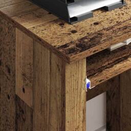 Berkfield Home Traditional Brown Computer Desk Old Wood Particle board, Metal St - thumbnail 4