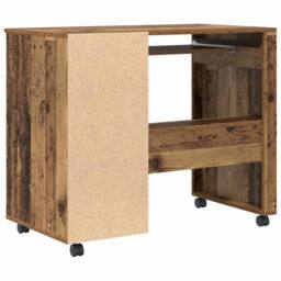 Berkfield Home Traditional Brown Computer Desk Old Wood Particle board, Metal St - thumbnail 8