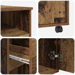 Berkfield Home Traditional Brown Computer Desk Old Wood Particle board, Metal St - thumbnail 9