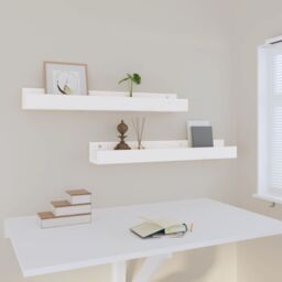Berkfield Home Wall Shelves 2 pcs White 80x12x9 cm Solid Wood Pine - Size: 80 x 12 x 9 cm - thumbnail 6