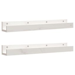 Berkfield Home Wall Shelves 2 pcs White 80x12x9 cm Solid Wood Pine - Size: 80 x 12 x 9 cm - thumbnail 2