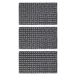 JVL Contract Rondo Rubber Ring Scraper Doormat, 50x100 cm, Pack of 3 in Black - Size: 50 cm x 100 cm - thumbnail 1