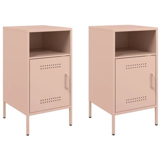 Berkfield Home Bedside Cabinets 2 pcs Pink 36x39x68 cm Steel - Size: 36 x 39 x 68 cm - image 1