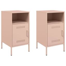 Berkfield Home Bedside Cabinets 2 pcs Pink 36x39x68 cm Steel - Size: 36 x 39 x 68 cm - thumbnail 1
