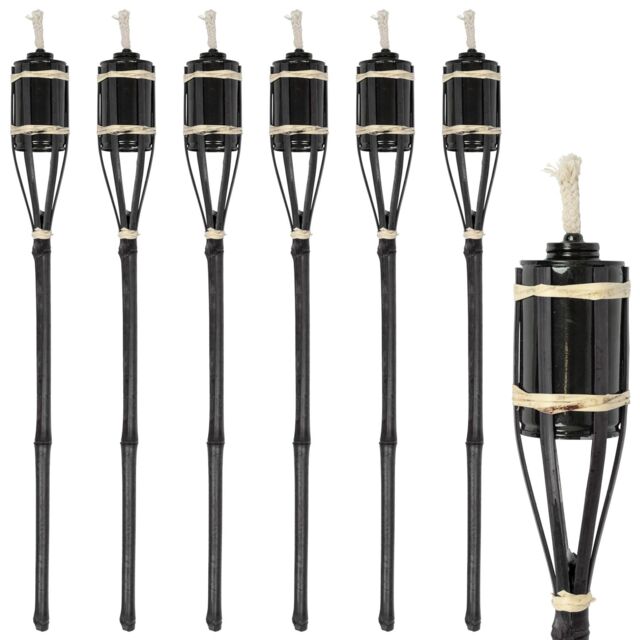 Harbour Housewares Bamboo Garden Fire Torches - 60cm - Pack of 6 in Black - image 1