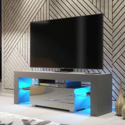 Creative Furniture Floe TV Unit 130cm - Dark Grey with Gloss Doors & LED Lights - thumbnail 1