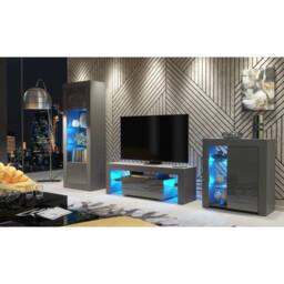 Creative Furniture Floe TV Unit 130cm - Dark Grey with Gloss Doors & LED Lights - thumbnail 6