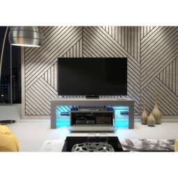 Creative Furniture Floe TV Unit 130cm - Dark Grey with Gloss Doors & LED Lights - thumbnail 4