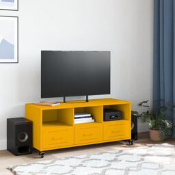 Berkfield Home TV Cabinet Mustard Yellow 100.5x39x43.5 cm Steel - thumbnail 3