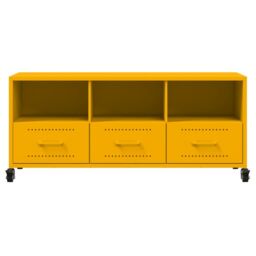 Berkfield Home TV Cabinet Mustard Yellow 100.5x39x43.5 cm Steel - thumbnail 6