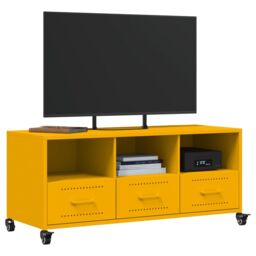 Berkfield Home TV Cabinet Mustard Yellow 100.5x39x43.5 cm Steel - thumbnail 4