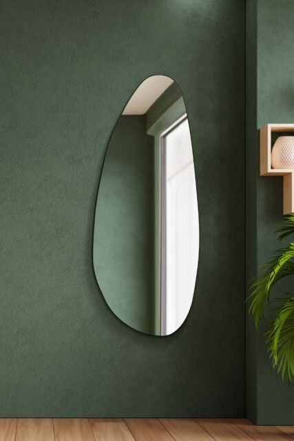 "MirrorOutlet The Lacuna - Frameless Pond Wall Mirror 55"" X 23"" (140x58CM) in Silver - Size: 1 Pack" - image 1