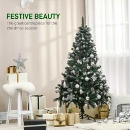 HOMCOM 5FT Artificial Christmas Tree Holiday Home Xmas Decoration in Green - thumbnail 4
