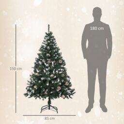 HOMCOM 5FT Artificial Christmas Tree Holiday Home Xmas Decoration in Green - thumbnail 3