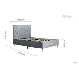 Birlea Loxley Bed in Grey - Size: Double - thumbnail 6