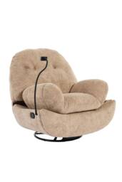 More4Homes Phoenix Manual Recliner Swivel & Rocker Teddy Boucle Fabric Chair in Medium Beige - thumbnail 3