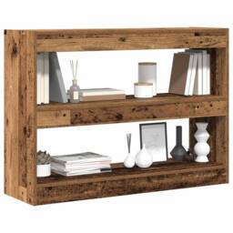 Berkfield Home Book Cabinet/Room Divider in Old Wood, 100x30x72 cm, Made of Wood in Brown - Size: 100 x 30 x 72 cm - thumbnail 3