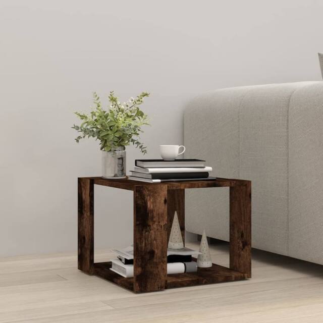 Berkfield Home Decorative Coffee Table Smoked Oak 40x40x30 cm Engineered Wood in Brown - Size: 40 x 40 x 30 cm - image 1