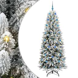 Berkfield Home Artificial Christmas Tree with 300 LEDs White 78 x 78 x 210 cm - thumbnail 2