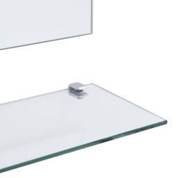 Berkfield Home Wall Mirror with Shelf 100x60 cm Tempered Glass in Silver - thumbnail 4