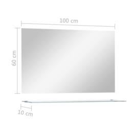 Berkfield Home Wall Mirror with Shelf 100x60 cm Tempered Glass in Silver - thumbnail 6