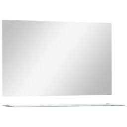 Berkfield Home Wall Mirror with Shelf 100x60 cm Tempered Glass in Silver - thumbnail 2