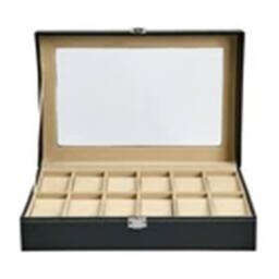 Nordara 12 GRIDS-PU LEATHER WATCH DISPLAY CASE in Black - Size: 900mm - thumbnail 2