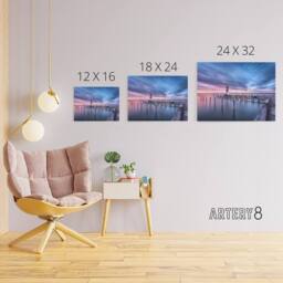 "Artery8 Desousa Lake Neusiedl Austria Sunset Canvas Wall Art Print in Blue - Size: W18"" x H24""" - thumbnail 4