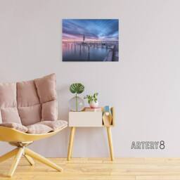 "Artery8 Desousa Lake Neusiedl Austria Sunset Canvas Wall Art Print in Blue - Size: W18"" x H24""" - thumbnail 3