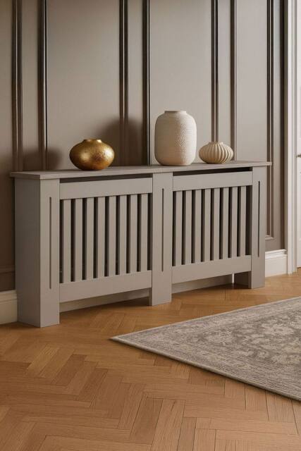 Neo Grey Belgravia Decorative Radiator Cover H83.3 x W152 x D19 cm in Light Grey - Size: Large - image 1