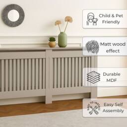Neo Grey Belgravia Decorative Radiator Cover H83.3 x W152 x D19 cm in Light Grey - Size: Large - thumbnail 4