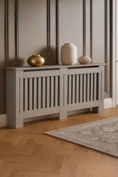 Neo Grey Belgravia Decorative Radiator Cover H83.3 x W152 x D19 cm in Light Grey - Size: Large - thumbnail 1