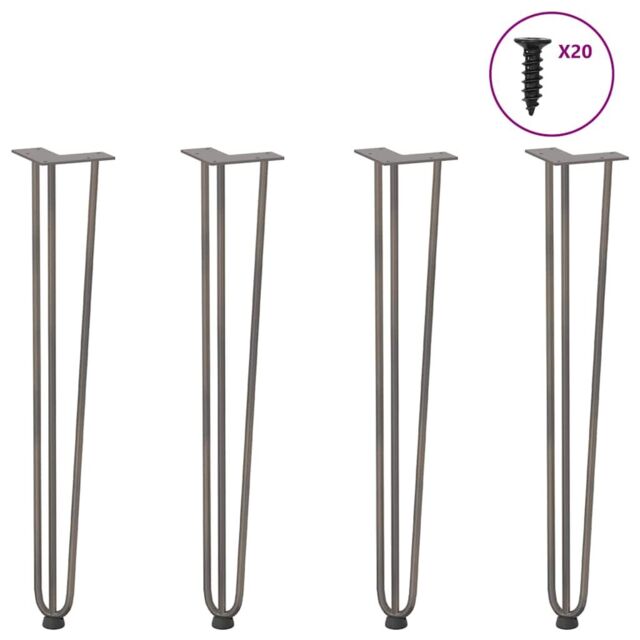Berkfield Home Hairpin Table Legs 4 pcs Natural Steel 72 cm Solid Steel in Brown - image 1