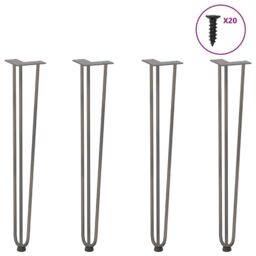 Berkfield Home Hairpin Table Legs 4 pcs Natural Steel 72 cm Solid Steel in Brown - thumbnail 1