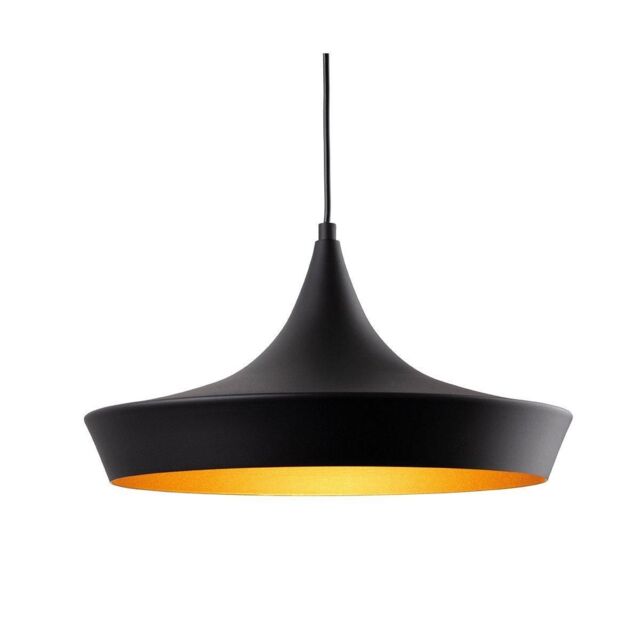 Netlighting Leo Dome Pendant Light Black with Matt Gold Inside