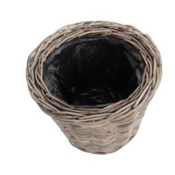 Red Hamper Rattan Set of 2 Tapered Rattan Round Planter with Plastic Lining in Brown - thumbnail 3
