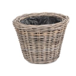 Red Hamper Rattan Set of 2 Tapered Rattan Round Planter with Plastic Lining in Brown - thumbnail 4