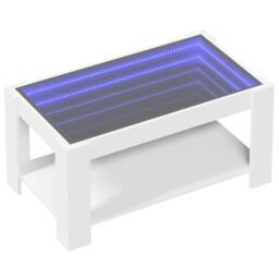 Berkfield Home Coffee Table with LED White 93x53x45 cm Engineered Wood - Size: 93 x 53 x 45 cm - thumbnail 3
