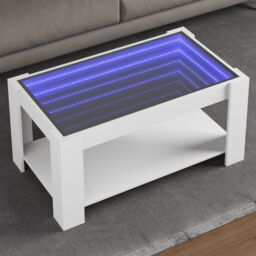 Berkfield Home Coffee Table with LED White 93x53x45 cm Engineered Wood - Size: 93 x 53 x 45 cm - thumbnail 1